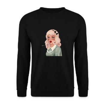 Rockabilly Girl - Unisex Pullover - Schwarz - Vorne - Alina (178cm) & Michal (187cm)