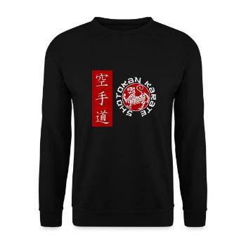 Cool Shotokan tiger t-shirt design with kanji - Unisex Sweatshirt - black - Front - Alina (178cm) & Michal (187cm)