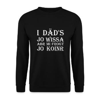 I däd's jo Wissa - Unisex Pullover - Schwarz - Vorne - Alina (178cm) & Michal (187cm)