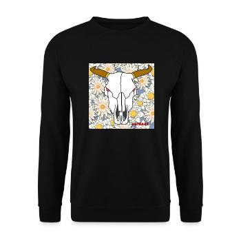 Flower skull - Unisex Sweatshirt - black - Front - Alina (178cm) & Michal (187cm)