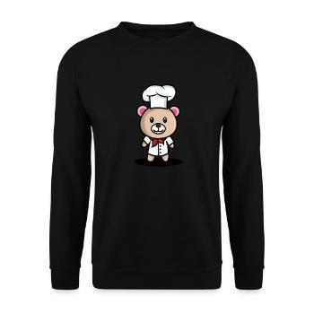 Ours doux habillé comme un cadeau super cuisinier Kinde - Sweat-shirt Unisexe - noir - Devant - Alina (178cm) & Michal (187cm)
