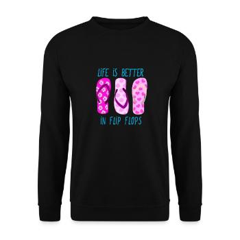 Life is better in Flip Flops - Unisex Pullover - Schwarz - Vorne - Alina (178cm) & Michal (187cm)