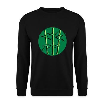 cercle rond logo 3 plantes de bambou nombreuses tige - Sweat-shirt Unisexe - noir - Devant - Alina (178cm) & Michal (187cm)