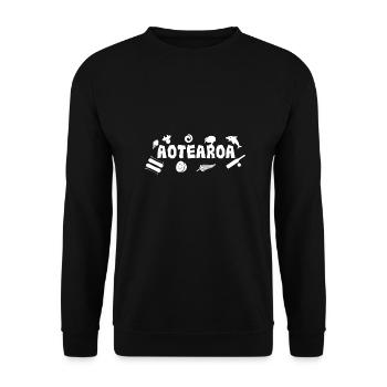 Maori Aotearoa Neuseeland Icons - Geschenkidee - Unisex Pullover - Schwarz - Vorne - Alina (178cm) & Michal (187cm)