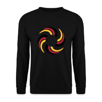 Schwarz Rot Gold Deutschland Kreis Flagge - Unisex Pullover - Schwarz - Vorne - Alina (178cm) & Michal (187cm)
