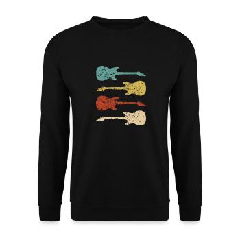 E-Gitarre Vintage Geschenk - Unisex Pullover - Schwarz - Vorne - Alina (178cm) & Michal (187cm)