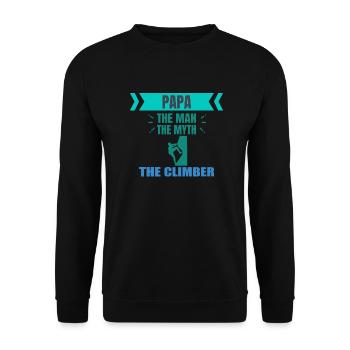 Papa The Man The Myth The Climber Hobby T-Shirt - Unisex Pullover - Schwarz - Vorne - Alina (178cm) & Michal (187cm)