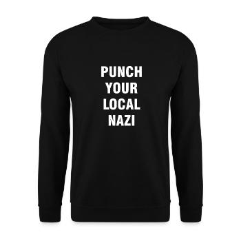 Statement gegen Nazis | Antifa T-Shirts Geschenke - Unisex Pullover - Schwarz - Vorne - Alina (178cm) & Michal (187cm)