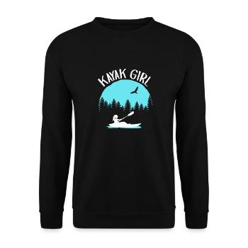 Kajak Mädchen Frauen T-Shirts Wassersport Geschenk - Unisex Pullover - Schwarz - Vorne - Alina (178cm) & Michal (187cm)