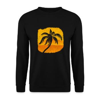 Palm Palm Trees Sunset Beach Retro - Unisex Sweatshirt - black - Front - Alina (178cm) & Michal (187cm)