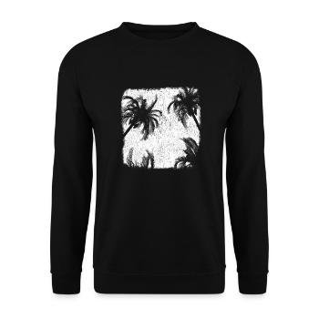 Palm Palm Trees Sunset Beach Retro - Unisex Sweatshirt - black - Front - Alina (178cm) & Michal (187cm)