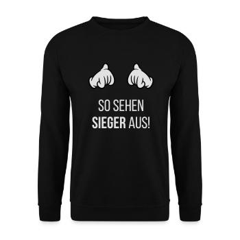 So Sehen Sieger Aus! (Comic-Hände / Neg / 2C) - Unisex Pullover - Schwarz - Vorne - Alina (178cm) & Michal (187cm)