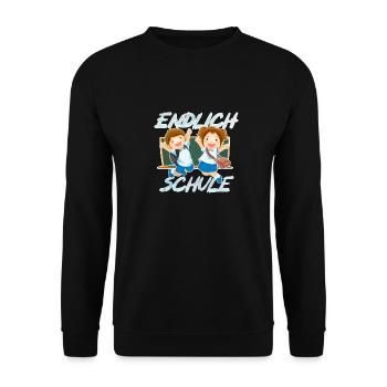 Einschulung Schule Schüler Ferien Unterricht - Unisex Pullover - Schwarz - Vorne - Alina (178cm) & Michal (187cm)