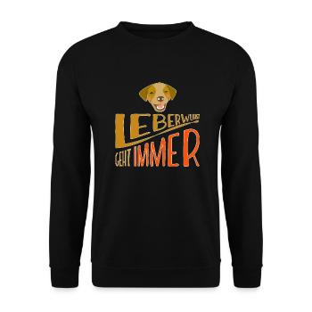 Leberwurst geht immer - Unisex Pullover - Schwarz - Vorne - Alina (178cm) & Michal (187cm)