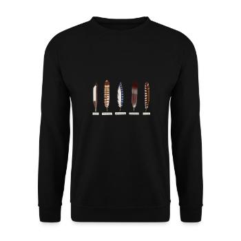 Federn Eichelhäher Falke Elster Grünspecht Taube - Unisex Pullover - Schwarz - Vorne - Alina (178cm) & Michal (187cm)