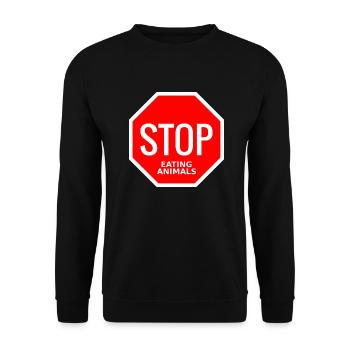 Stop Eating Animals - Unisex Pullover - Schwarz - Vorne - Alina (178cm) & Michal (187cm)