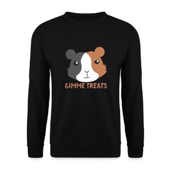 Donne-moi des friandises! avec mignon cochon d'inde en colère - Sweat-shirt Unisexe - noir - Devant - Alina (178cm) & Michal (187cm)