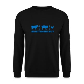 Je mange n'importe quoi qui pète le T-shirt drôle d'anti végétalien - Sweat-shirt Unisexe - noir - Devant - Alina (178cm) & Michal (187cm)