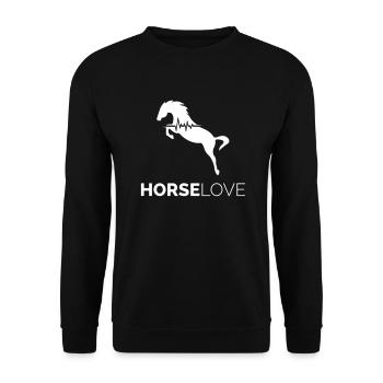 Pferd Herzschlag Liebe Reiten Tierliebe Geschenk - Unisex Pullover - Schwarz - Vorne - Alina (178cm) & Michal (187cm)