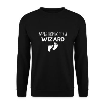 We're hoping it`sa wizard gift - Unisex Sweatshirt - black - Front - Alina (178cm) & Michal (187cm)