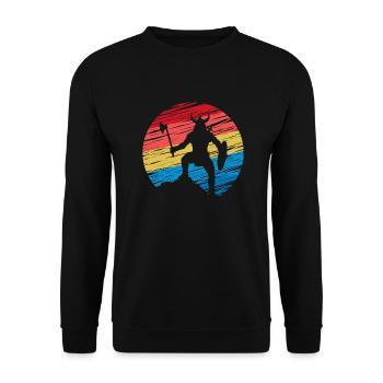 Furchtloser Krieger Kampf Wikinger Mittelalter - Unisex Pullover - Schwarz - Vorne - Alina (178cm) & Michal (187cm)