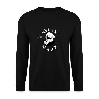 RELAX MARX! - Unisex Sweatshirt - black - Front - Alina (178cm) & Michal (187cm)