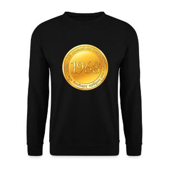 Goldmünze Goldmedaille Jahrgang 1968 - Unisex Pullover - Schwarz - Vorne - Alina (178cm) & Michal (187cm)