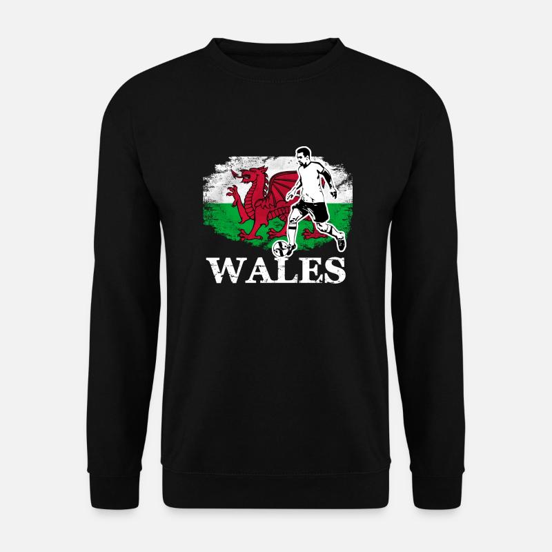 Soccer - Fußball - Wales Flag - Unisex Pullover - Schwarz