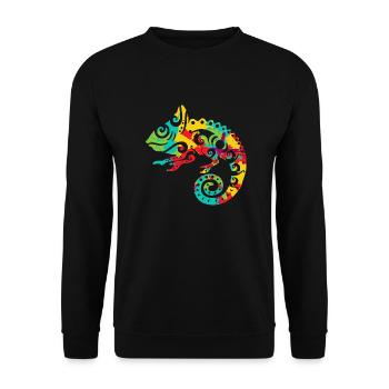 Idée cadeau de tatouage tribal de style caméléon maori - Sweat-shirt Unisexe - noir - Devant - Alina (178cm) & Michal (187cm)