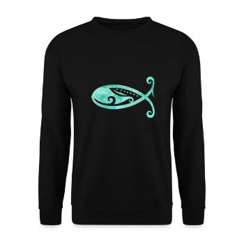 Maori Christian Fish Ocean Gift Idea - Unisex Sweatshirt - black - Front - Alina (178cm) & Michal (187cm)