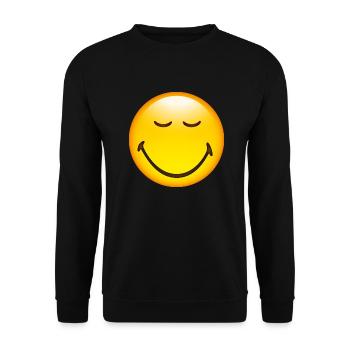 Smiley Glossy Happy - Unisex Sweatshirt - black - Front - Alina (178cm) & Michal (187cm)