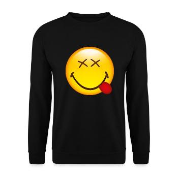 Smiley Glossy Happy - Unisex Sweatshirt - black - Front - Alina (178cm) & Michal (187cm)