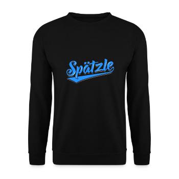 Spätzle | Schwaben Maultaschen Schwäbisch Geschenk - Unisex Pullover - Schwarz - Vorne - Alina (178cm) & Michal (187cm)
