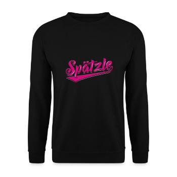 Spätzle | Schwäbisch Maultaschen Rezepte Geschenke - Unisex Pullover - Schwarz - Vorne - Alina (178cm) & Michal (187cm)
