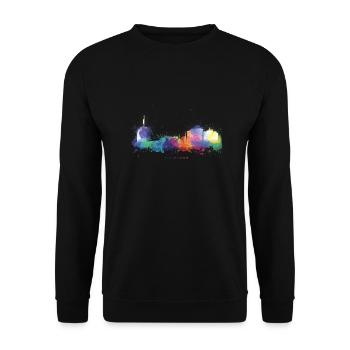 Fischtown Bremerhaven Skyline Sprayed - Unisex Pullover - Schwarz - Vorne - Alina (178cm) & Michal (187cm)