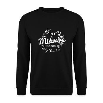 Hebamme | Geburtshelfer Hebammen Beruf Geschenke - Unisex Pullover - Schwarz - Vorne - Alina (178cm) & Michal (187cm)