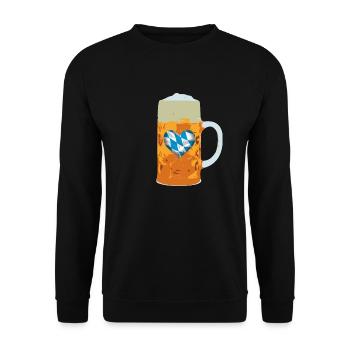 Bier mit Bayern Flaggen Herz - Unisex Pullover - Schwarz - Vorne - Alina (178cm) & Michal (187cm)