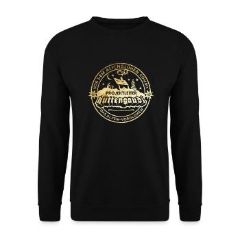 Projektleiter Hüttengaudi Après Ski Design - Unisex Pullover - Schwarz - Vorne - Alina (178cm) & Michal (187cm)