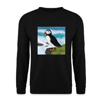 Painted Atlantic Puffin Bird Design Illustration - Unisex Sweatshirt - black - Front - Alina (178cm) & Michal (187cm)