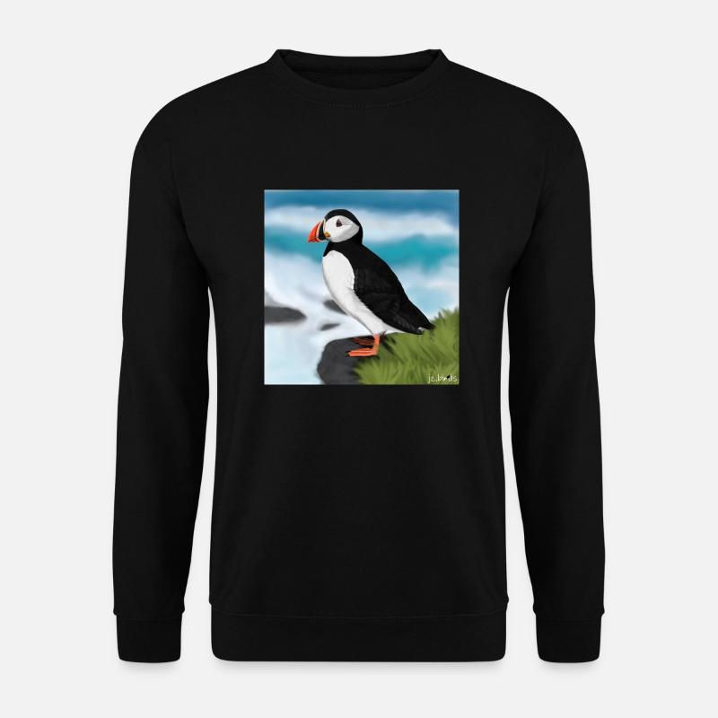 Gemalter Papageitaucher Vogel Design Illustration - Unisex Pullover - Schwarz