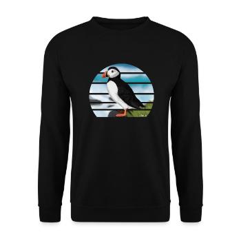 Painted Atlantic Puffin Bird Design Illustration - Unisex Sweatshirt - black - Front - Alina (178cm) & Michal (187cm)