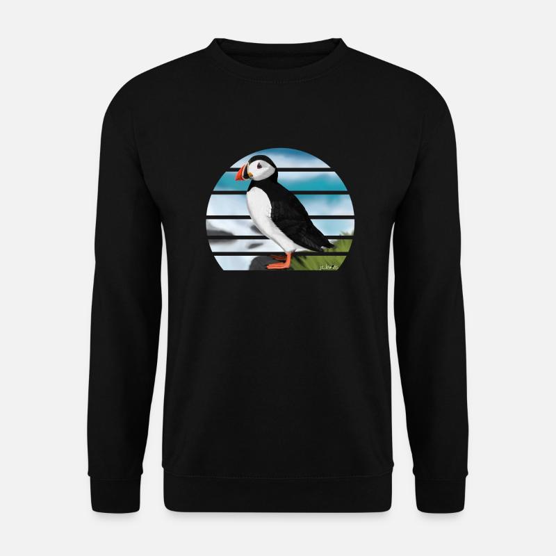 Gemalter Papageitaucher Vogel Design Illustration - Unisex Pullover - Schwarz