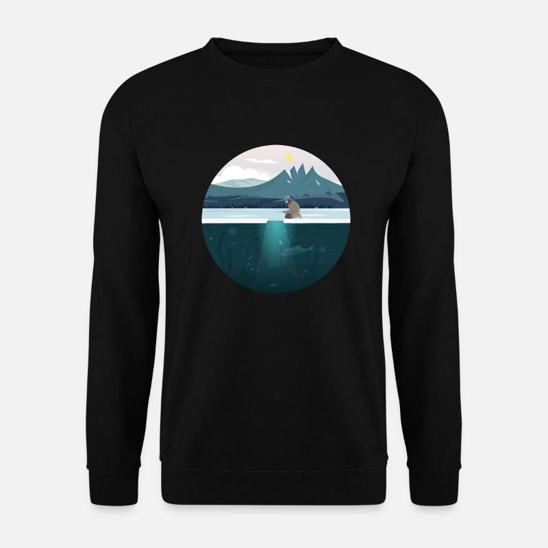 LetzterWurf - Eisangler Illustration - Angeln - Unisex Pullover - Schwarz