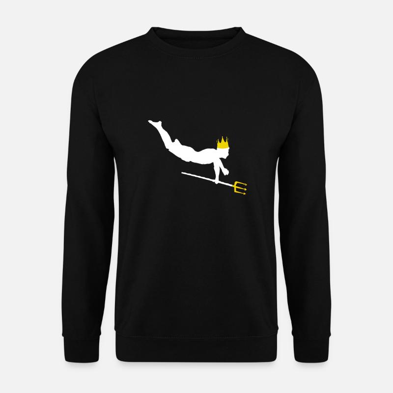 Schwimmer mit Krone und Dreizack - Unisex Pullover - Schwarz