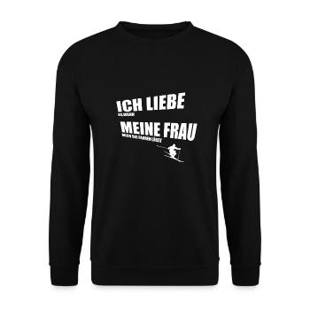 Ich liebe meine Frau - Unisex Pullover - Schwarz - Vorne - Alina (178cm) & Michal (187cm)