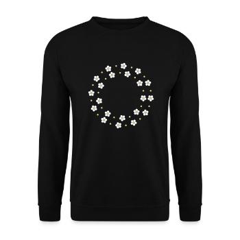 Gänseblümchen Blumen Dekor Daisy Kreis Rahmen - Unisex Pullover - Schwarz - Vorne - Alina (178cm) & Michal (187cm)