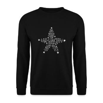 Weihnachten Stern Glück Liebe Familie - Unisex Pullover - Schwarz - Vorne - Alina (178cm) & Michal (187cm)
