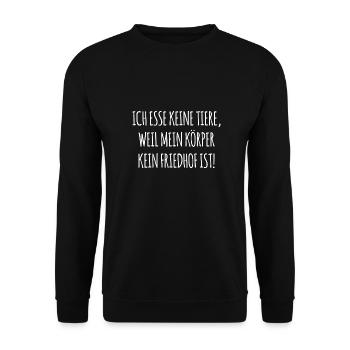 Ich esse keine Tiere Vegan Geschenk - Unisex Pullover - Schwarz - Vorne - Alina (178cm) & Michal (187cm)