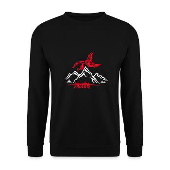 Phoenix, oiseau au-dessus des montagnes, rouge, blanc - Sweat-shirt Unisexe - noir - Devant - Alina (178cm) & Michal (187cm)