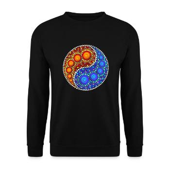 Yin Yang, éléments, points, art, mosaïque, spirale - Sweat-shirt Unisexe - noir - Devant - Alina (178cm) & Michal (187cm)